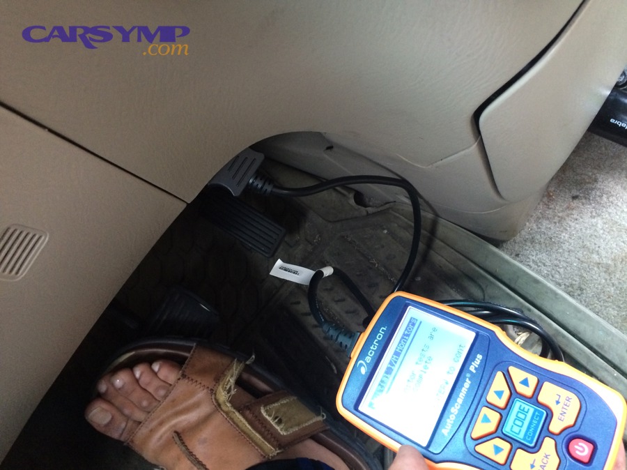 OBD2 scanner connected to vehicle diagnostic port