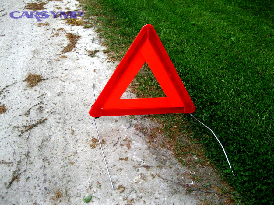 Portable warning triangle used for roadside emergencies