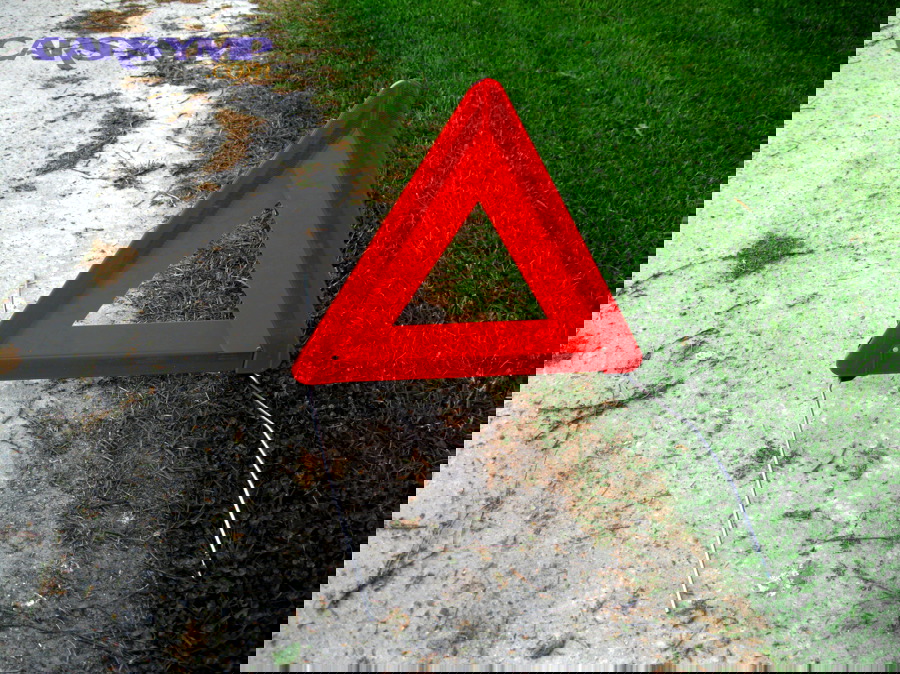 Emergency warning triangle used for roadside safety during breakdowns