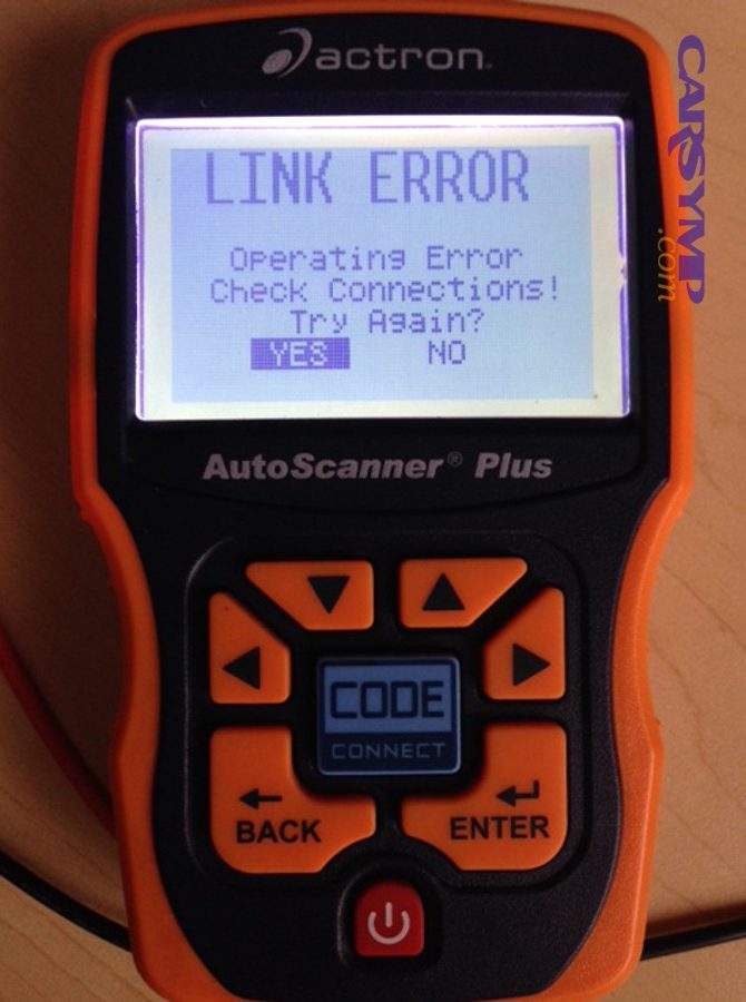 OBD auto scanner connection result on a device screen
