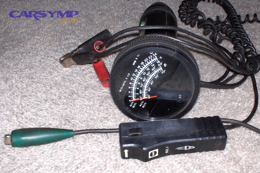 Timing light tool used to check ignition timing, which can influence spark knock