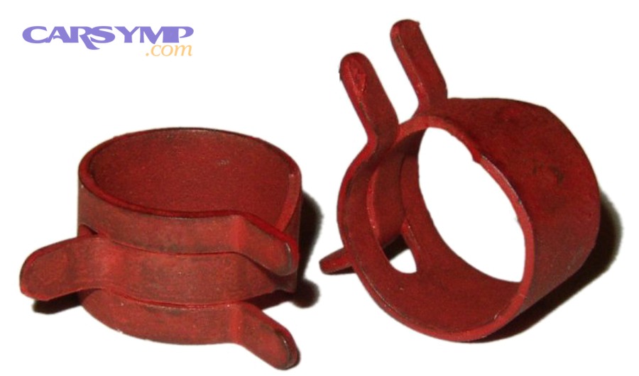 Two spring-type hose clamps showing constant-tension design