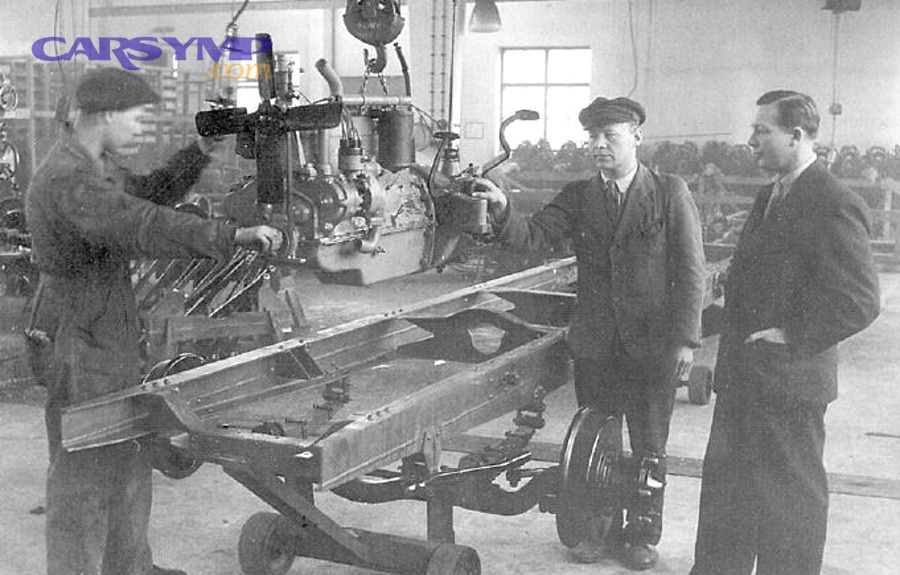 Engine mounting in an automotive assembly line