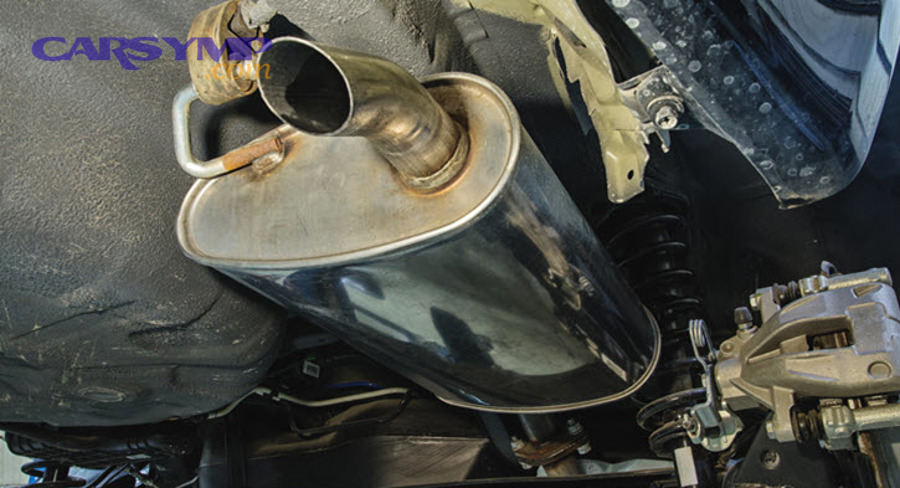 Exhaust system components under a vehicle