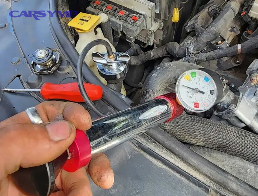 Basic radiator layout showing coolant flow direction and filler neck