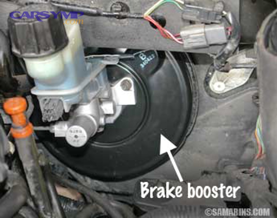 Brake booster location and vacuum connection that can leak
