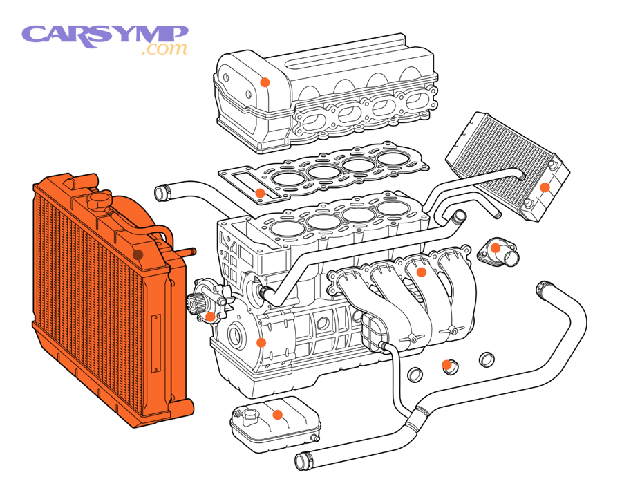 pouring coolant into radiator with proper mixture ratio