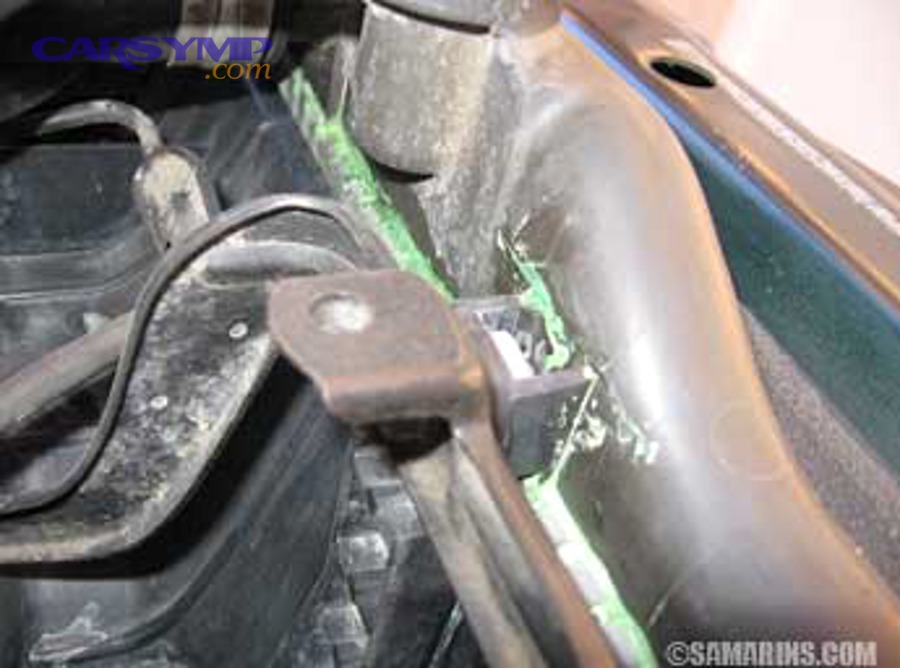 Coolant leak example under hood area; fluid inspection helps catch leaks early
