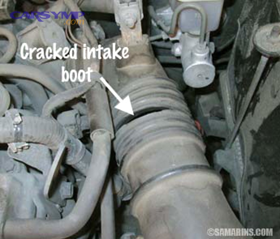 Cracked intake boot (snorkel) causing unmetered air leak