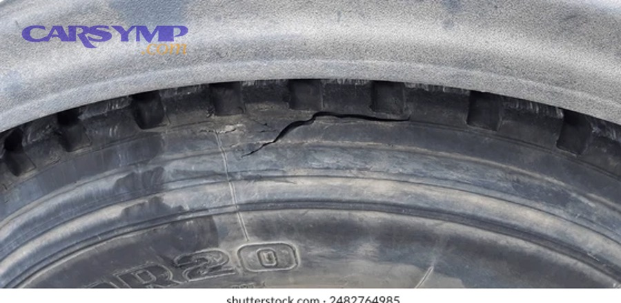 Example of sidewall scrape from curb contact