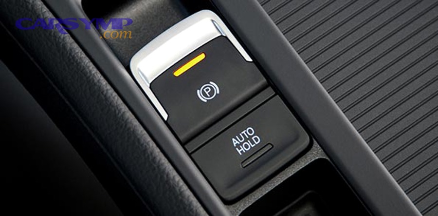 Electronic parking brake button with parking symbol