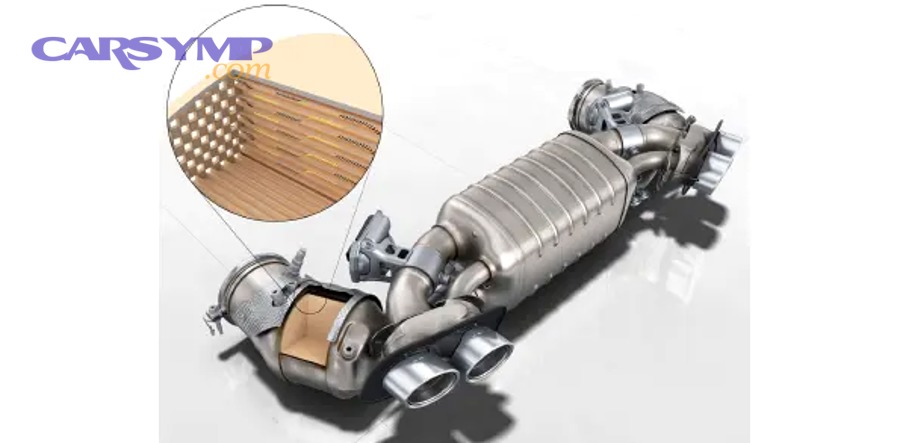 Diagram showing how an automotive oxygen sensor generates a signal from exhaust oxygen content