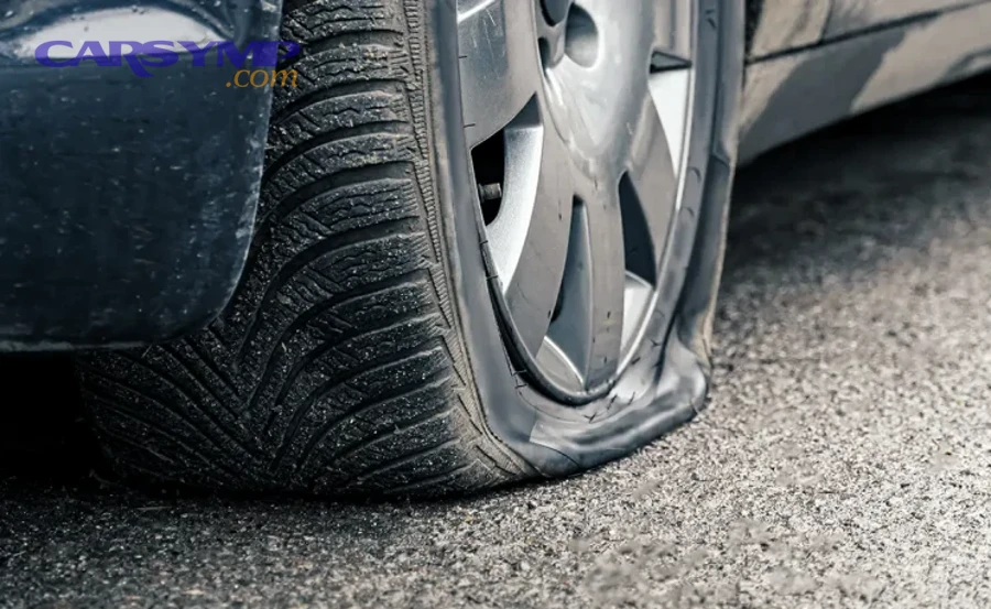 Spare tire stored in a vehicle compartment