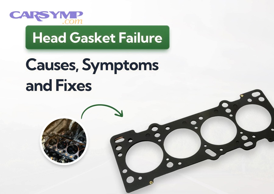 Infographic listing common signs of a blown head gasket