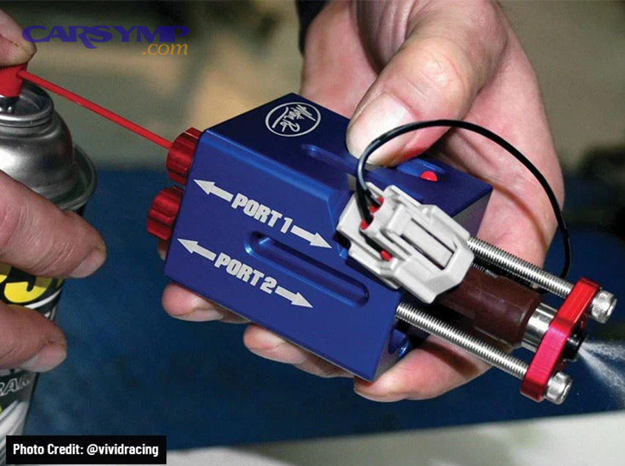 OBD2 scanner used to read misfire codes and fuel trim data
