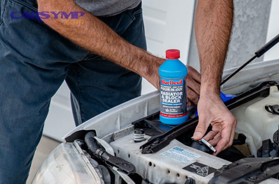 Coolant leak area near radiator and hose connection