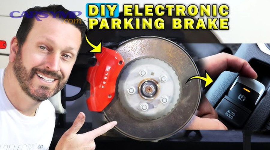 Diagram showing electronic parking brake actuator and caliper components