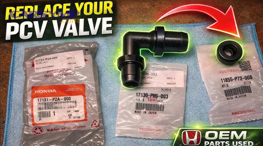 Diagram showing PCV valve positions under different engine conditions
