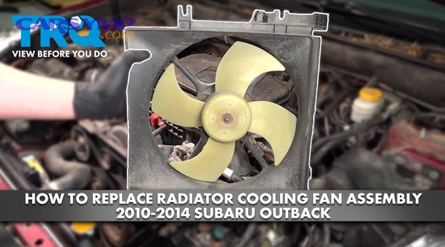 Complete radiator fan assembly installation showing proper mounting and connections
