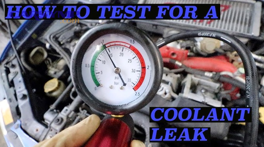 Radiator pressure test gauge showing PSI measurement on cooling system