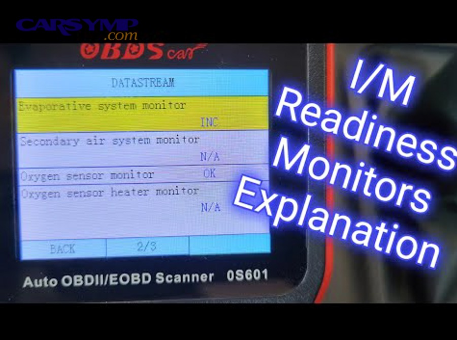 OBD2 scanner with I/M readiness menu