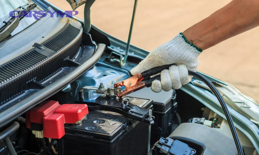 Close-up of battery terminal corrosion that can cause starting problems