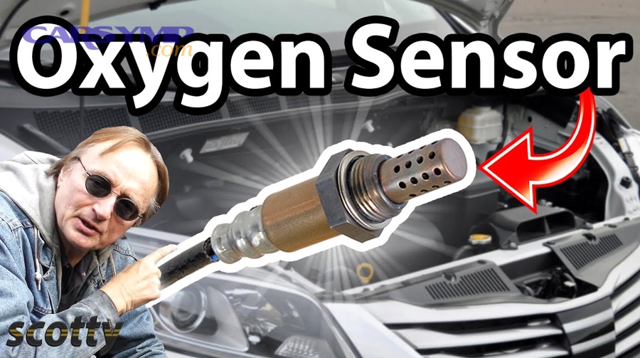 Oxygen sensor location diagram showing upstream and downstream sensor positions near catalytic converter