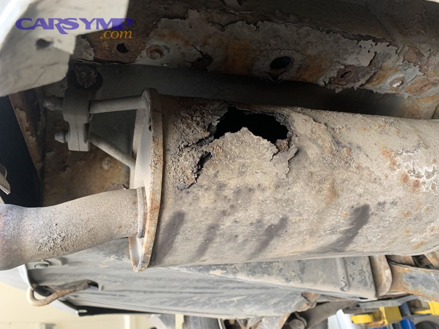 Undercarriage corrosion that can affect exhaust fasteners