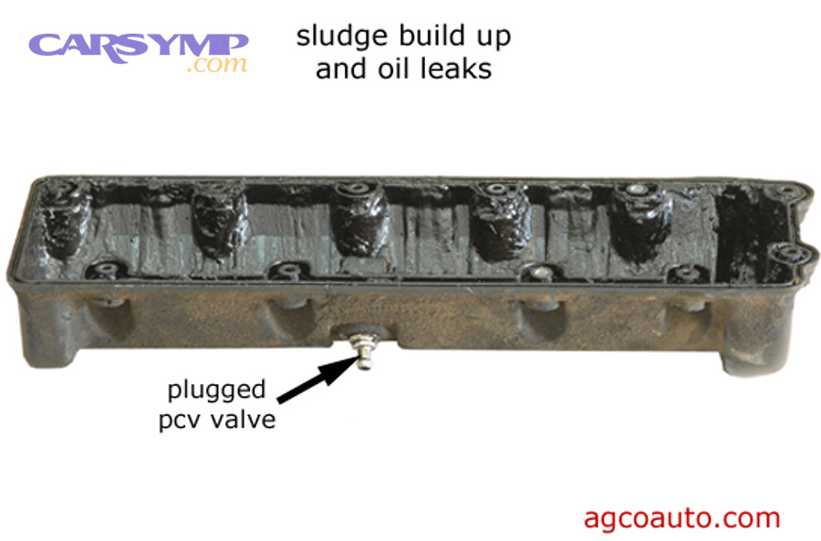 Simplified crankcase ventilation diagram showing oil separators and PCV hose routing