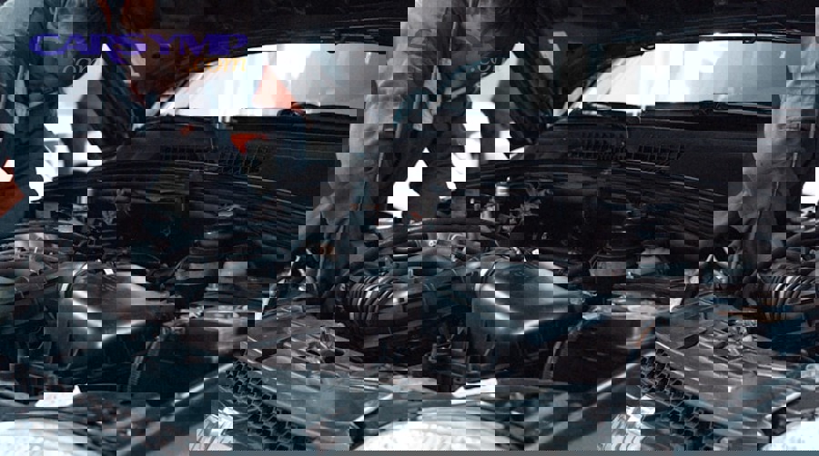 automotive technician performing wheel balancing inspection