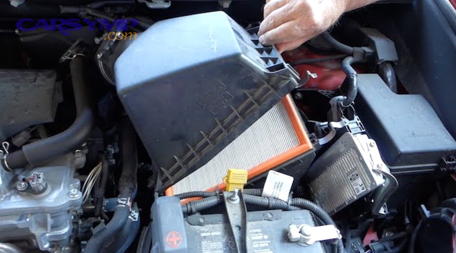 Side by side comparison of OEM and aftermarket air filter fitment showing gap differences