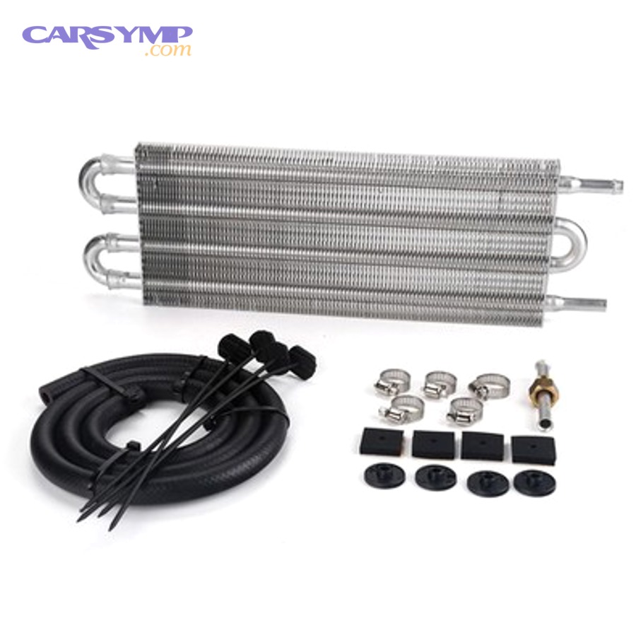 Transmission cooler line routing diagram with inlet and return lines labeled