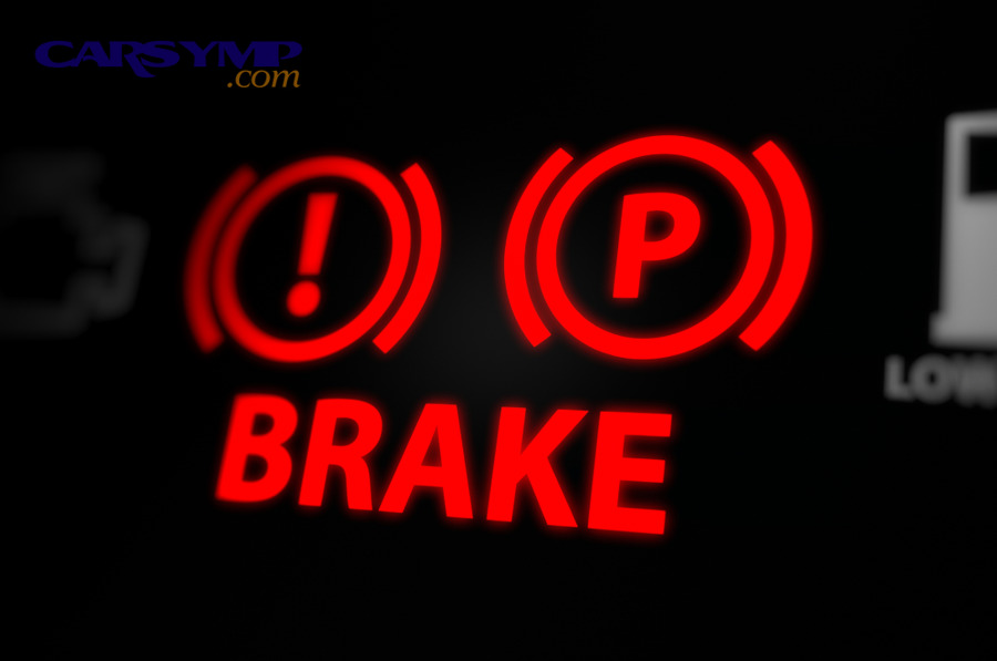 Diagram showing brake fluid reservoir MIN and MAX markings