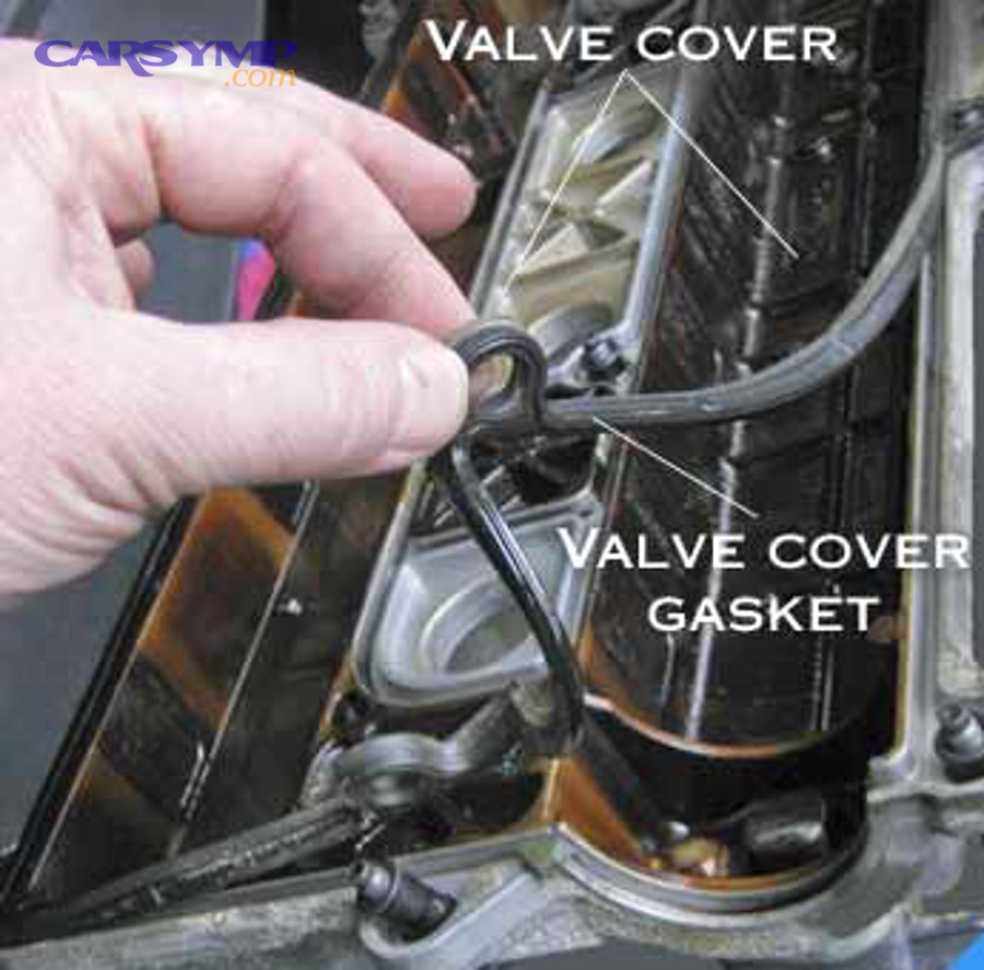 Valve cover gasket area and common leak point photo