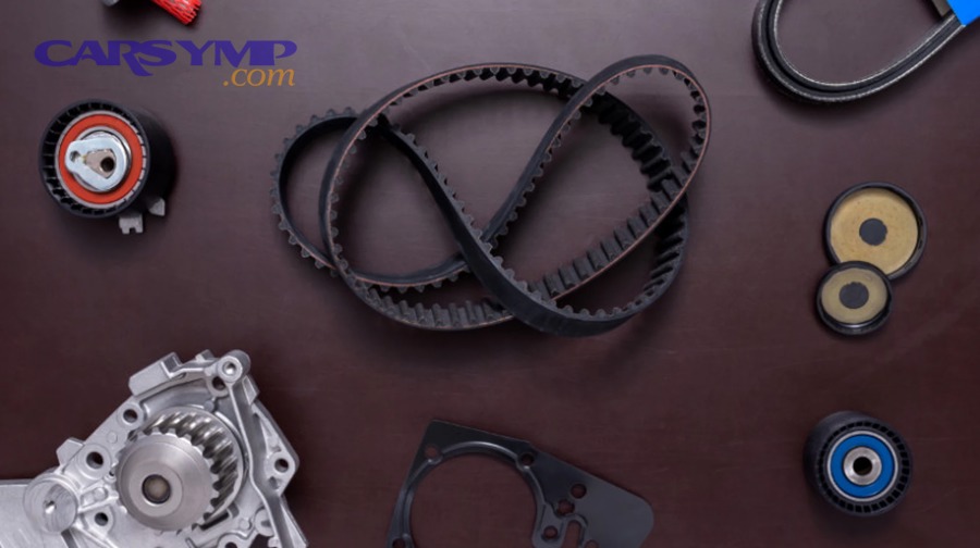 Timing belt replacement service components including belt tensioner and idler pulley