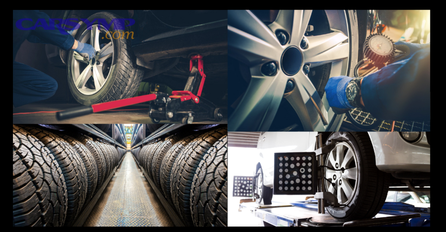 Uneven tire tread wear pattern indicating alignment or balancing issue on new tires