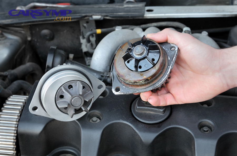 What is the difference between water pump symptoms and other cooling-system problems?