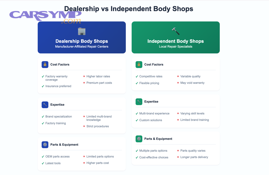 Car being serviced in an automotive repair bay
