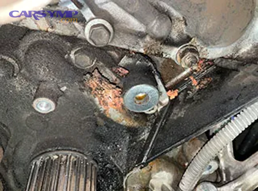 car engine bay showing cooling system area