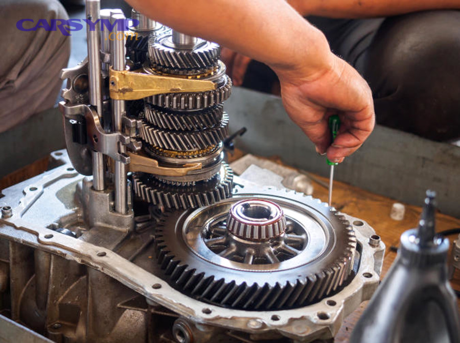 Cutaway view of an automatic transmission showing internal components