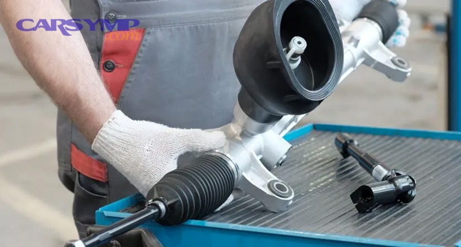 Professional mechanic performing steering system pressure test