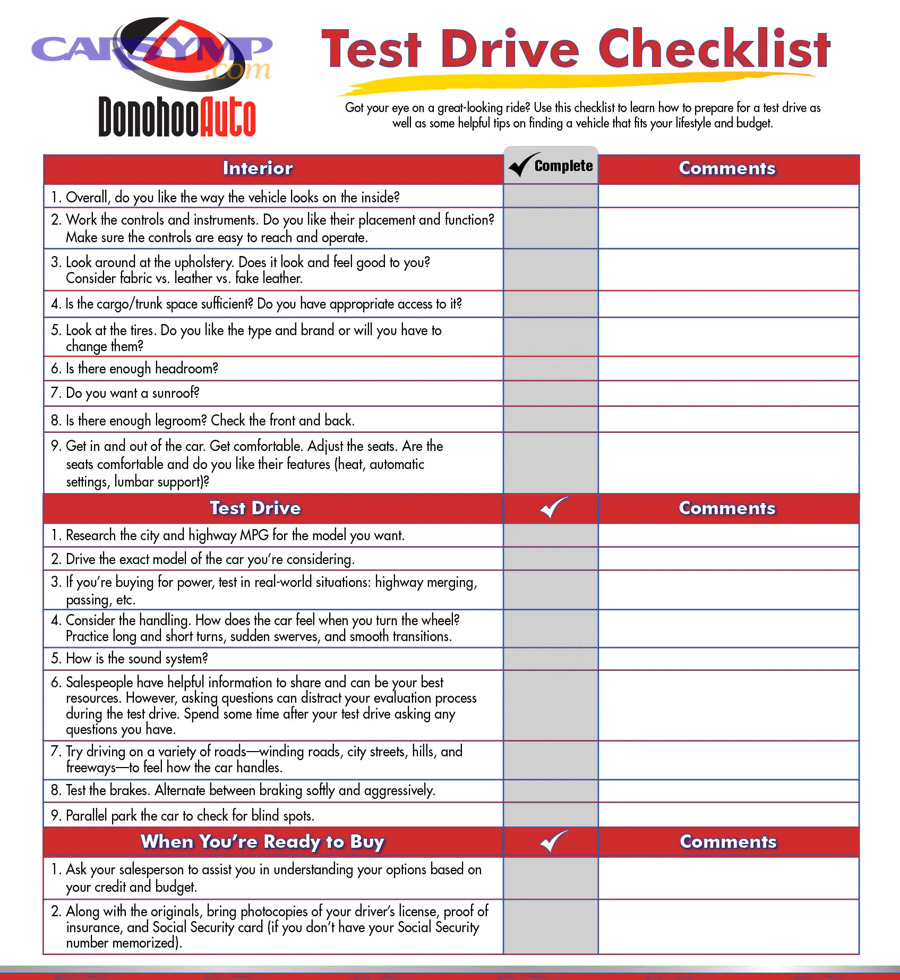 TestDriveChecklist
