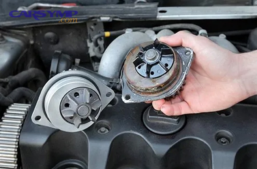 Engine temperature warning light related to overheating from water pump failure