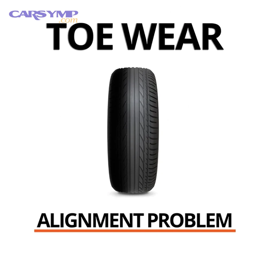 Close-up view of uneven tire tread wear