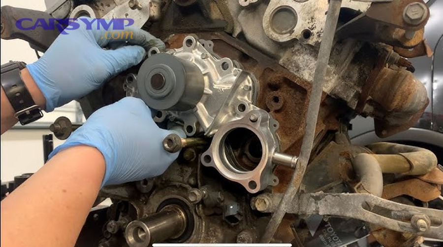 Automotive engine front service during water pump replacement