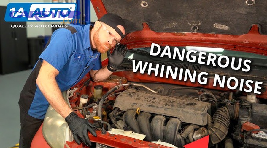Driver evaluating vehicle problem after hearing engine whine