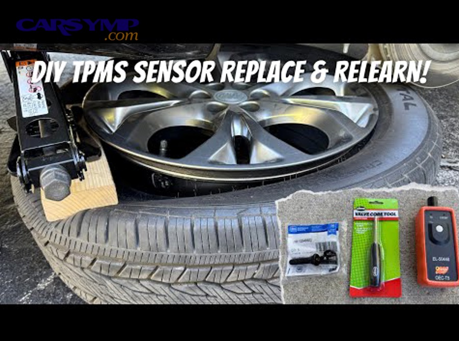 TPMS sensor mounted on valve stem inside a wheel assembly
