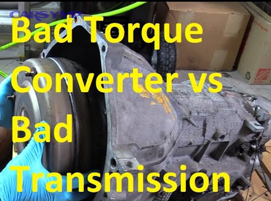 Diagram showing the internal components of a torque converter including impeller, turbine, stator, and housing
