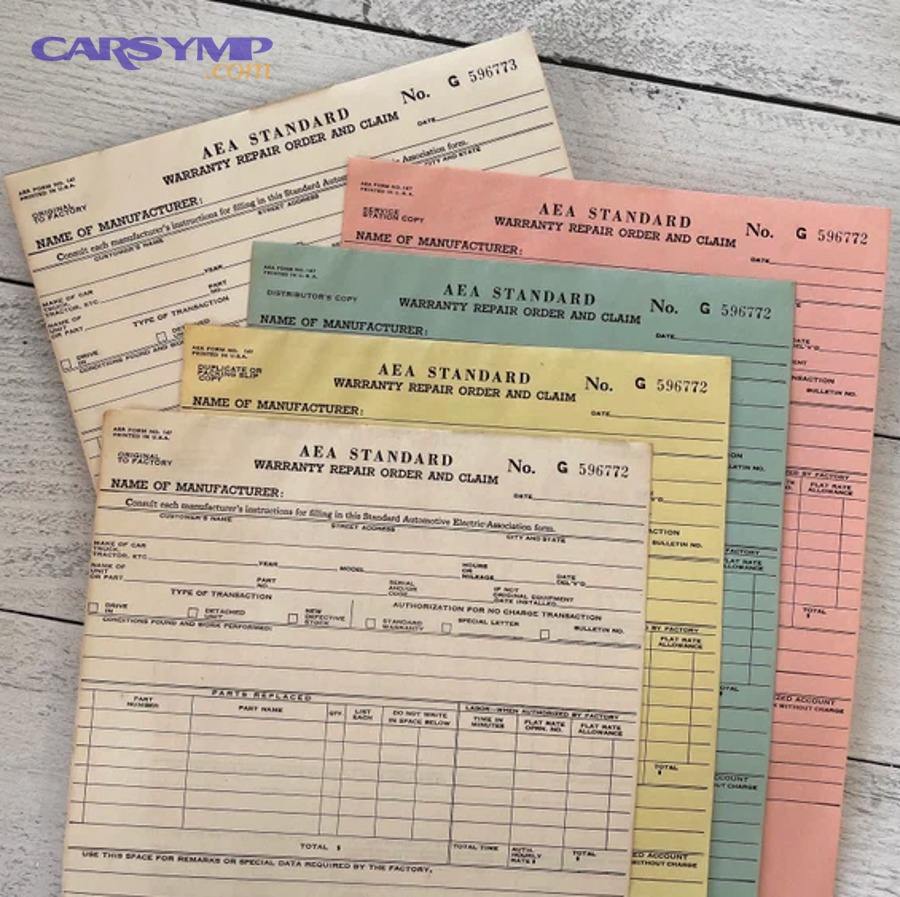 customer organizing receipts and service records for a warranty claim