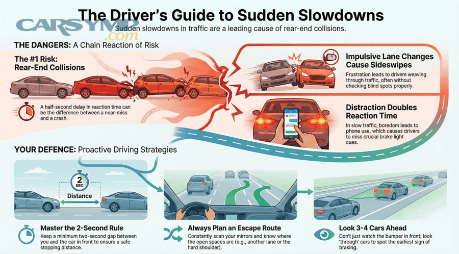 Driver pulling over after dashboard warning light appears